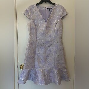 Lavender dress with gold and silver detailing Cap Sleeve Mini Dress